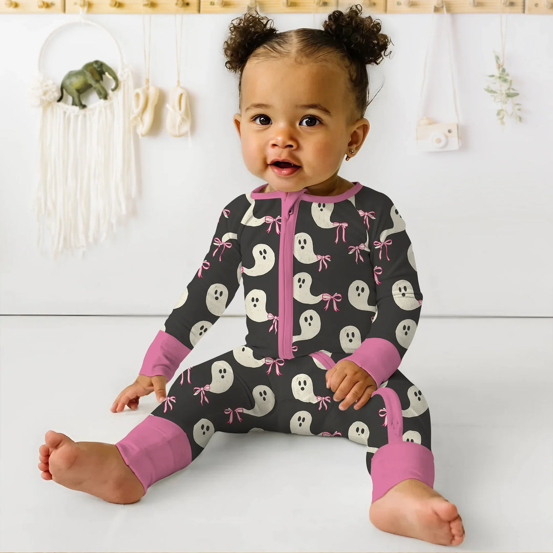Little Ghosts Shorty Zippy For Halloween , Little Ghosts Shorty Zippy For Halloween - 0-3M