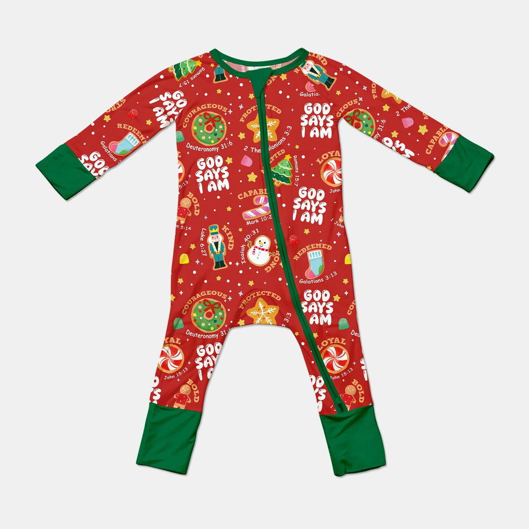 Merry Christmas God Says I Am Convertible Zippy , Merry Christmas God Says I Am Convertible Zippy - 0-3M / Red