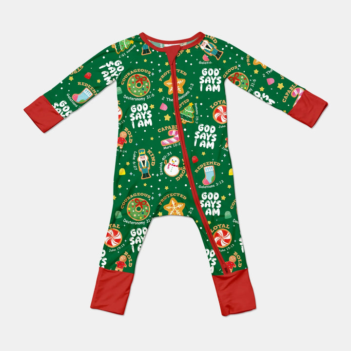 Merry Christmas God Says I Am Convertible Zippy , Merry Christmas God Says I Am Convertible Zippy - 0-3M / Green