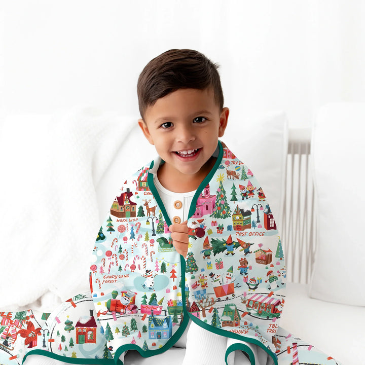 Santa's City Maps Toddler Blanket , Santa's City Maps Toddler Blanket - Green