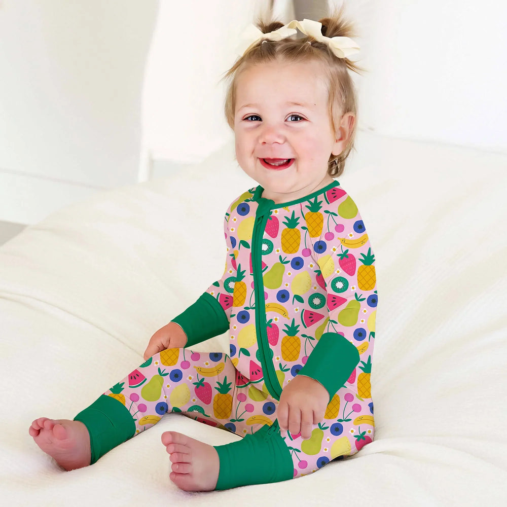 Summer Fruits Convertible Zippered Romper , Summer Fruits Convertible Zippered Romper - Newborn
