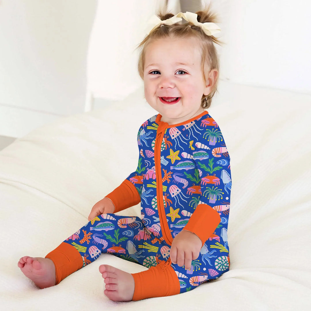 Under the Sea Convertible Zippered Romper , Under the Sea Convertible Zippered Romper - Newborn