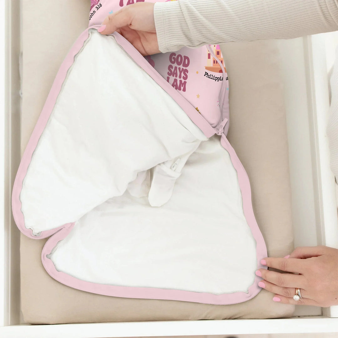 God Says I Am Girl Sleep Bag 1.0 TOG , God Says I Am Girl Sleep Bag 1.0 TOG - XS / White