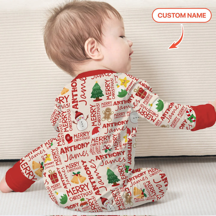 Custom Name Merry Christmas Convertible Zippy , Custom Name Merry Christmas Convertible Zippy - 0-3M