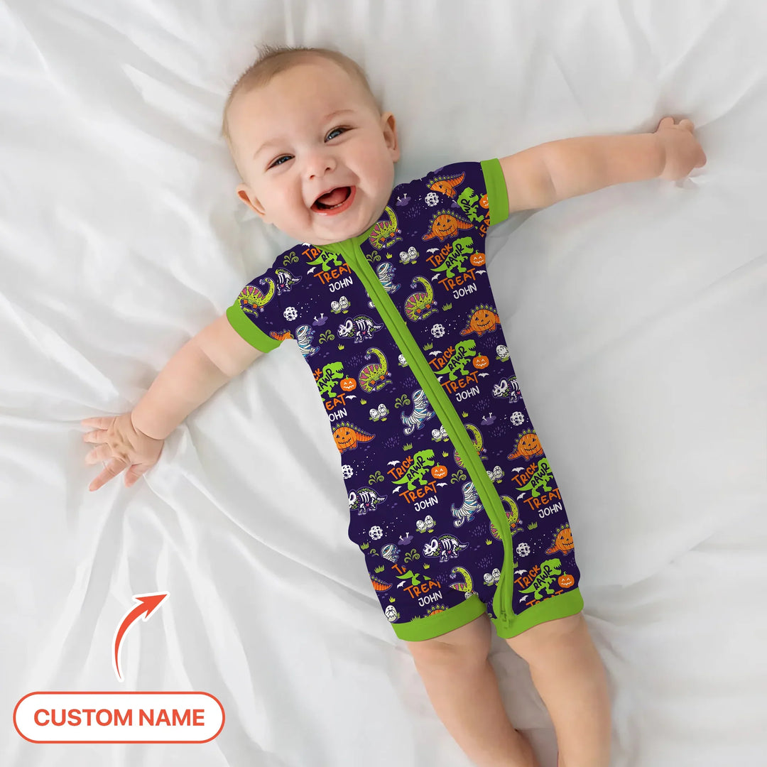Trick Rawr Treat Custom Name Shorty Zippy , Trick Rawr Treat Custom Name Shorty Zippy - 0-3M
