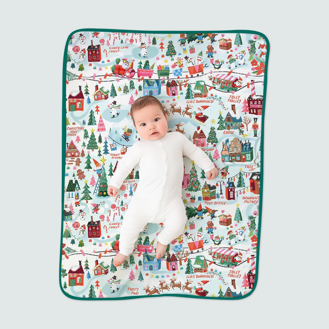 Santa's City Maps Toddler Blanket , Santa's City Maps Toddler Blanket - Green