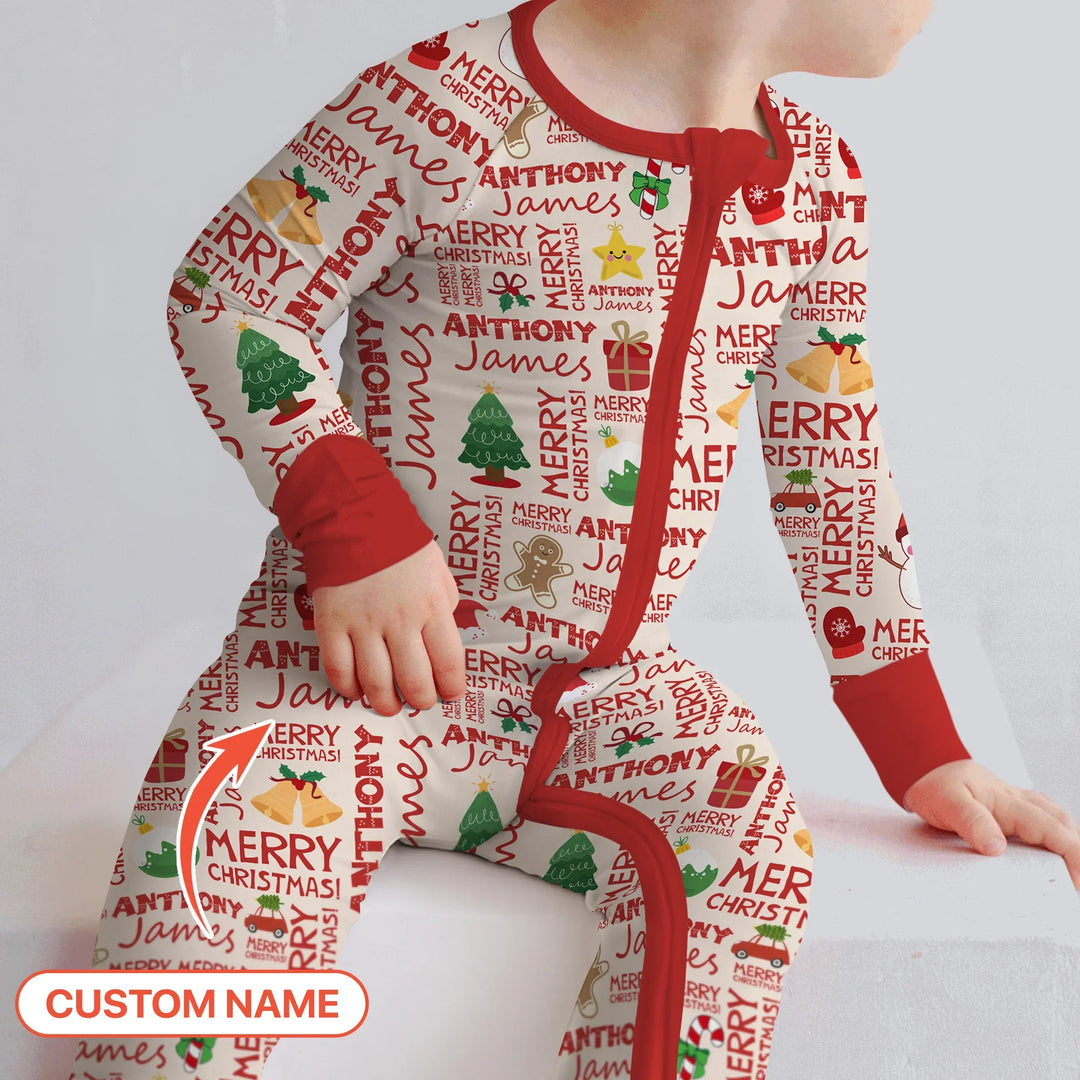 Custom Name Merry Christmas Convertible Zippy , Custom Name Merry Christmas Convertible Zippy - 0-3M