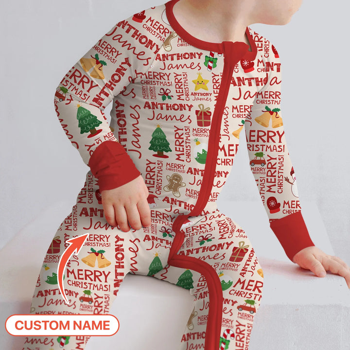 Custom Name Merry Christmas Convertible Zippy , Custom Name Merry Christmas Convertible Zippy - 0-3M