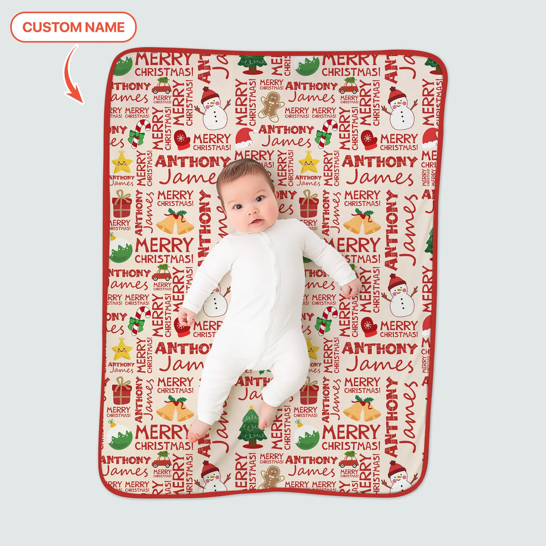 Custom Name Merry Christmas Toddler Blanket , Custom Name Merry Christmas Toddler Blanket - Default Title