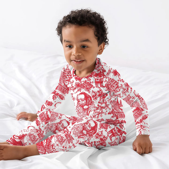 Family Christmas Chinoiserie Pajama Two Piece Long Sleeve Pajama Set , Family Christmas Chinoiserie Pajama Two Piece Long Sleeve Pajama Set - 12-18M