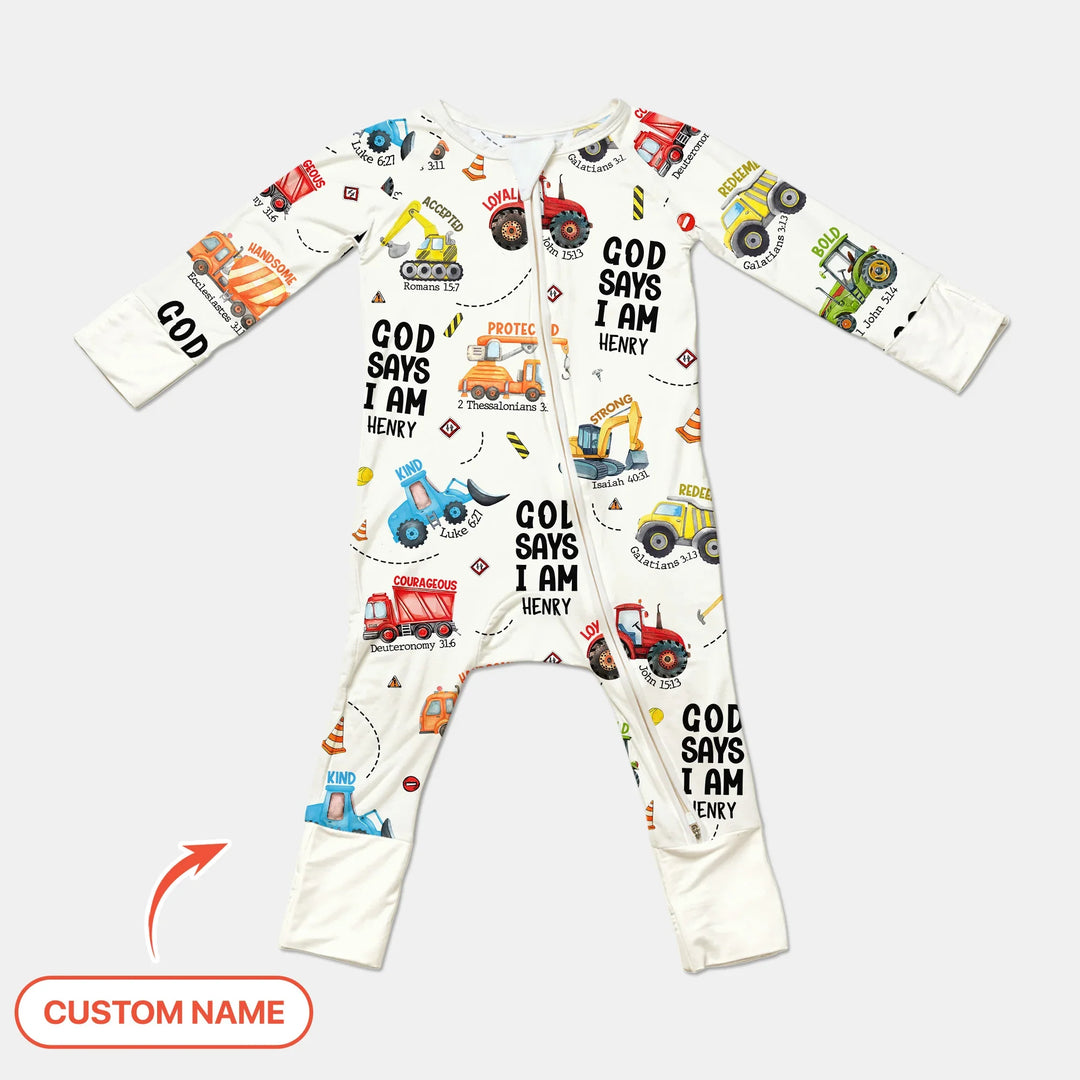 Custom Name God Says I Am Boy Convertible Zippy , Custom Name God Says I Am Boy Convertible Zippy - 0-3M