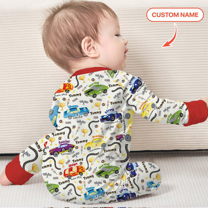 Racing Fun God Says I Am Custom Name Convertible Zippy , Racing Fun God Says I Am Custom Name Convertible Zippy - 0-3M