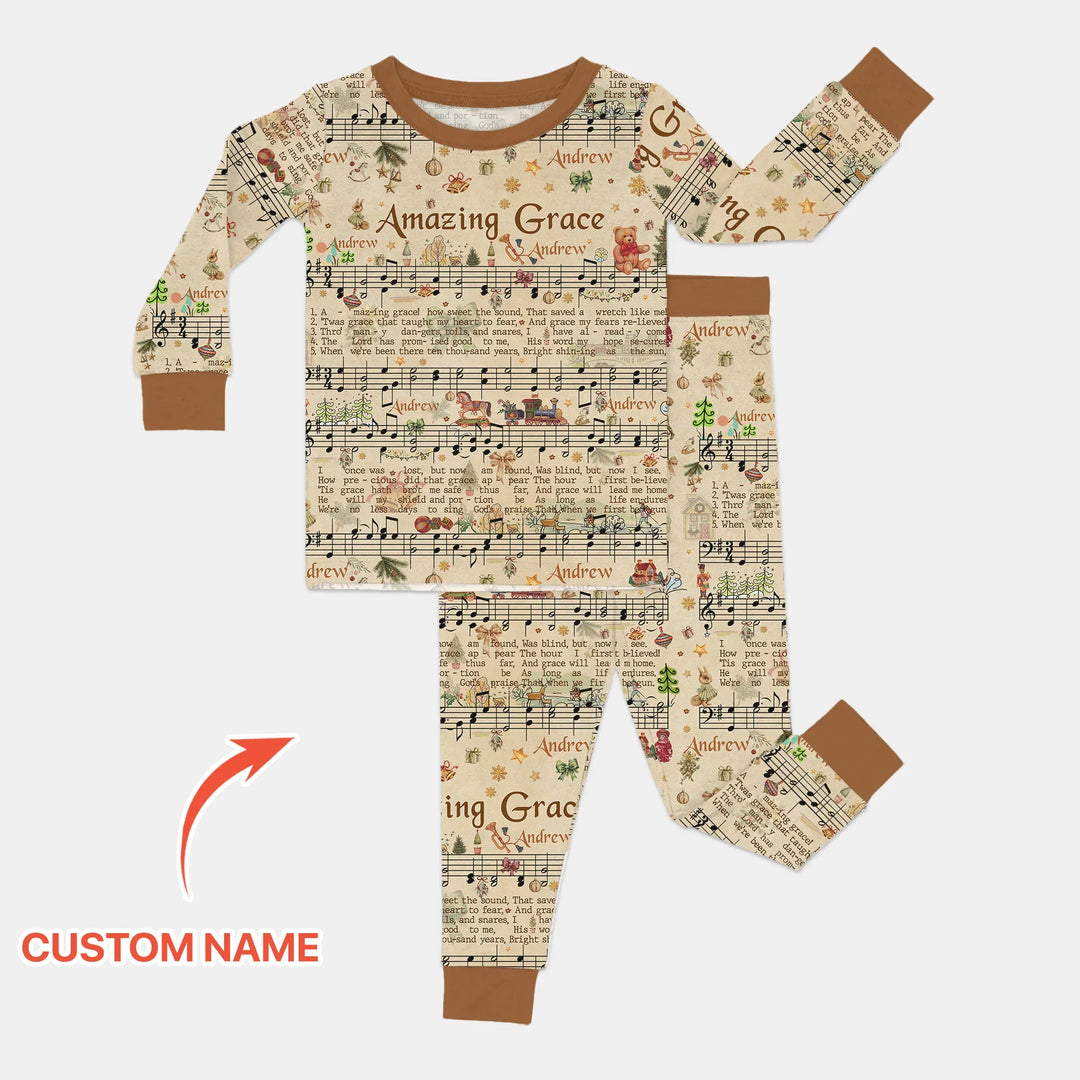 Amazing Grace Custom Name Two Piece Long Sleeve Pajama Set