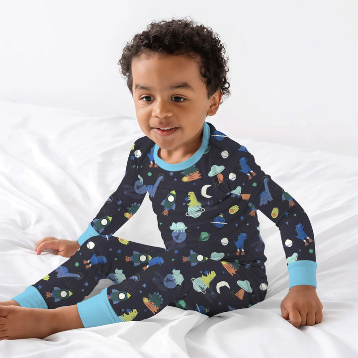 Dinosaurs Astronauts Two Piece Long Sleeve Pajama Set
