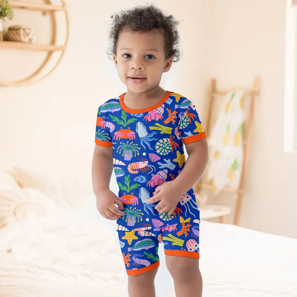 Under the Sea Two Piece Short Sleeve Shorts Pajama Set , Under the Sea Two Piece Short Sleeve Shorts Pajama Set - 12-18M