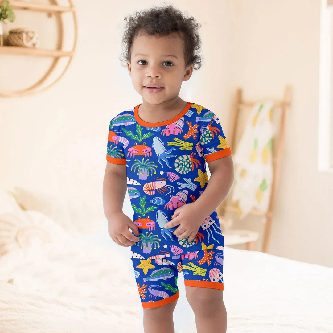 Under the Sea Two Piece Short Sleeve Shorts Pajama Set , Under the Sea Two Piece Short Sleeve Shorts Pajama Set - 12-18M