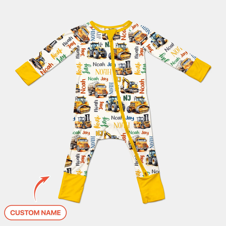 Custom Name Construction Trucks Convertible Zippy , Custom Name Construction Trucks Convertible Zippy - 0-3M