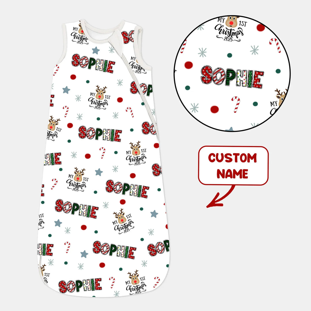 Custom Name "My First Christmas 2025" - Sleep Bag (S) , Custom Name "My First Christmas 2025" - Sleep Bag (S) - XS / 0.5 TOG