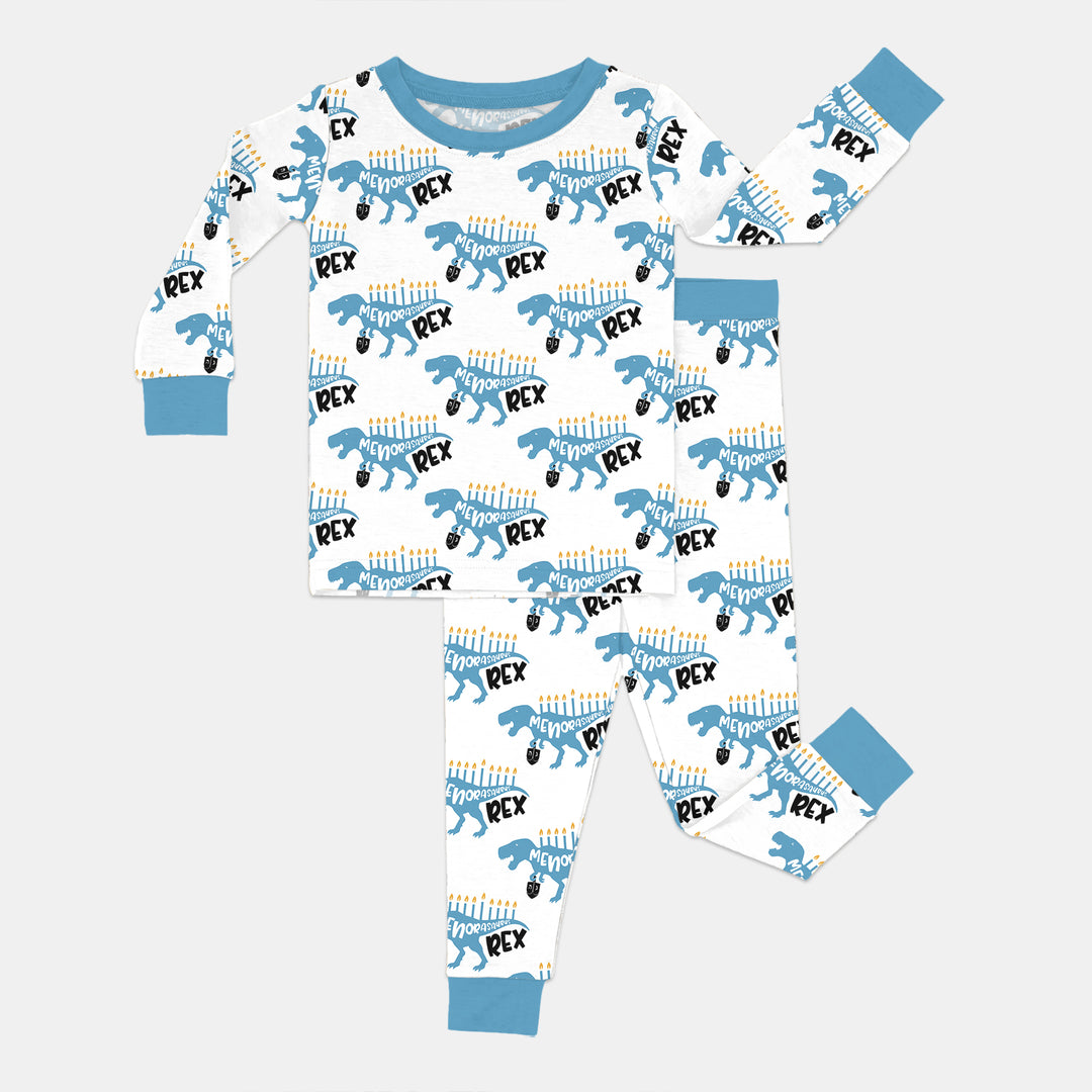 Dinosaur Hanukkah Boy Two Piece Long Sleeve Pajama Set