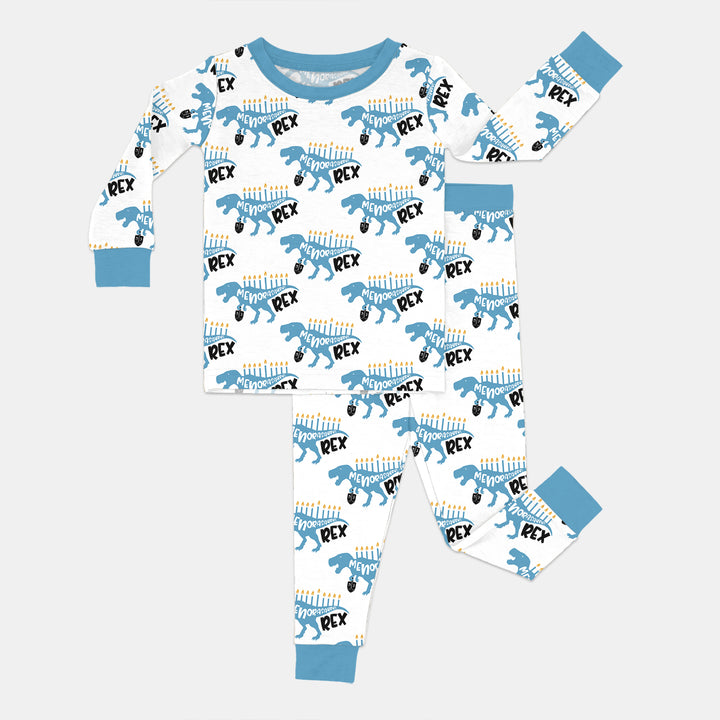 Dinosaur Hanukkah Boy Two Piece Long Sleeve Pajama Set