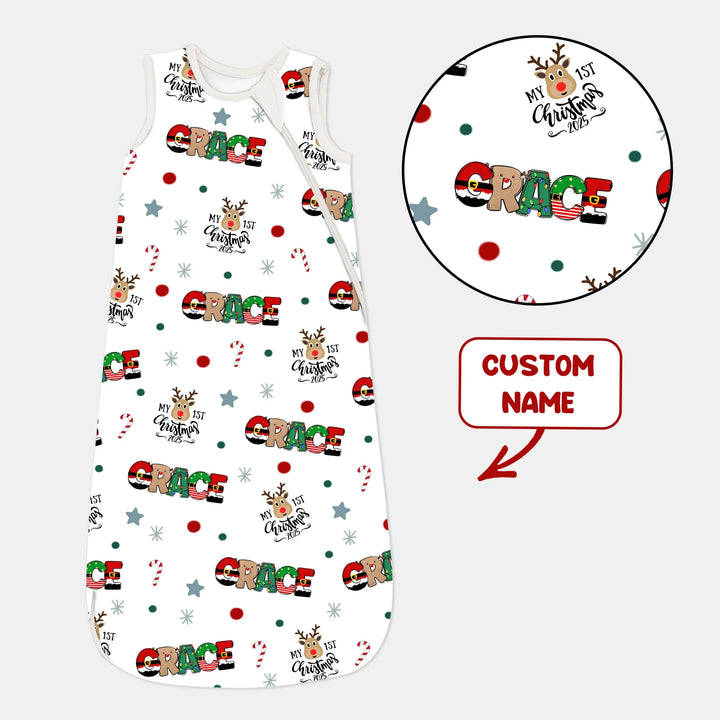 Custom Name "My First Christmas 2025" - Sleep Bag (G) , Custom Name "My First Christmas 2025" - Sleep Bag (G) - XS / 0.5 TOG