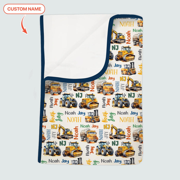 Custom Name Construction Trucks Toddler Blanket , Custom Name Construction Trucks Toddler Blanket - Default Title
