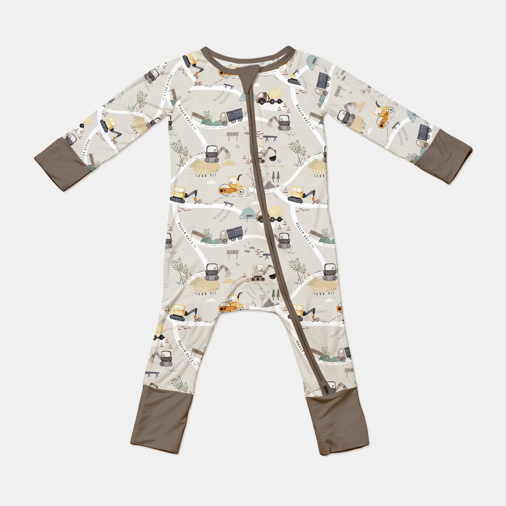 Diggers Route Map Convertible Zippered Romper , Diggers Route Map Convertible Zippered Romper - 0-3M