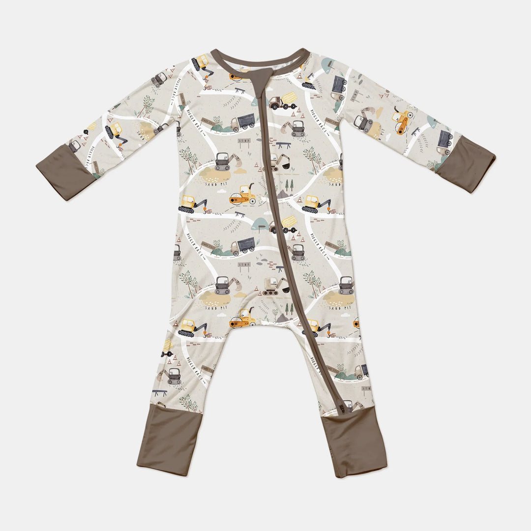 Diggers Route Map Convertible Zippered Romper , Diggers Route Map Convertible Zippered Romper - 0-3M