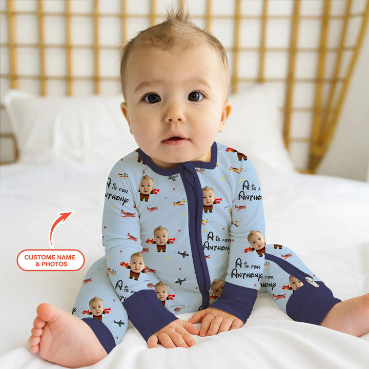 Gerippte Babykleidung mit individuellem Foto - Weich & Skizzenhaft