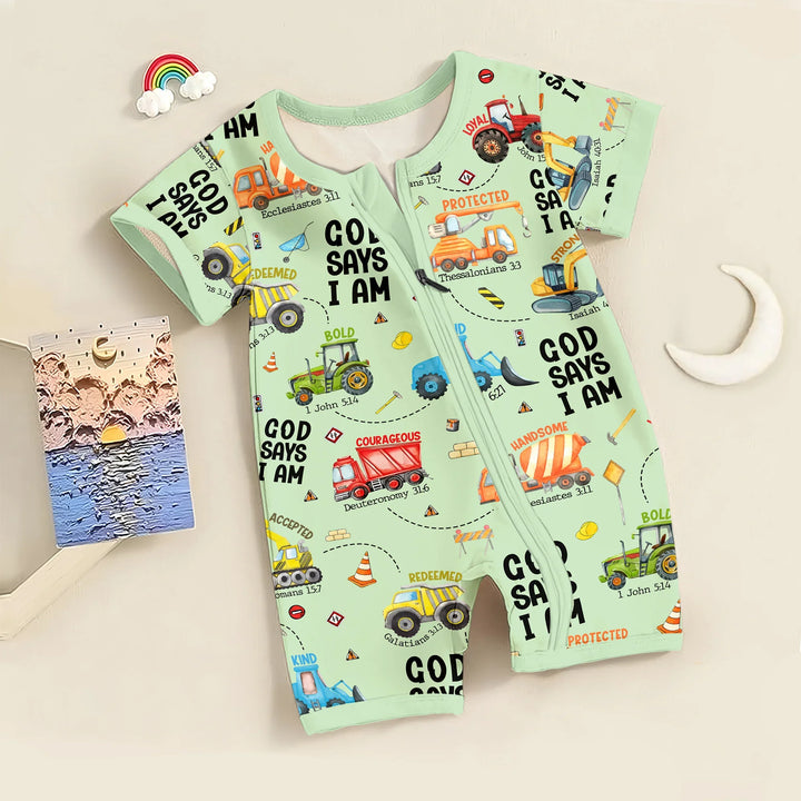 God Says I Am Shorty Zippy , God Says I Am Shorty Zippy - 0-3M / Green