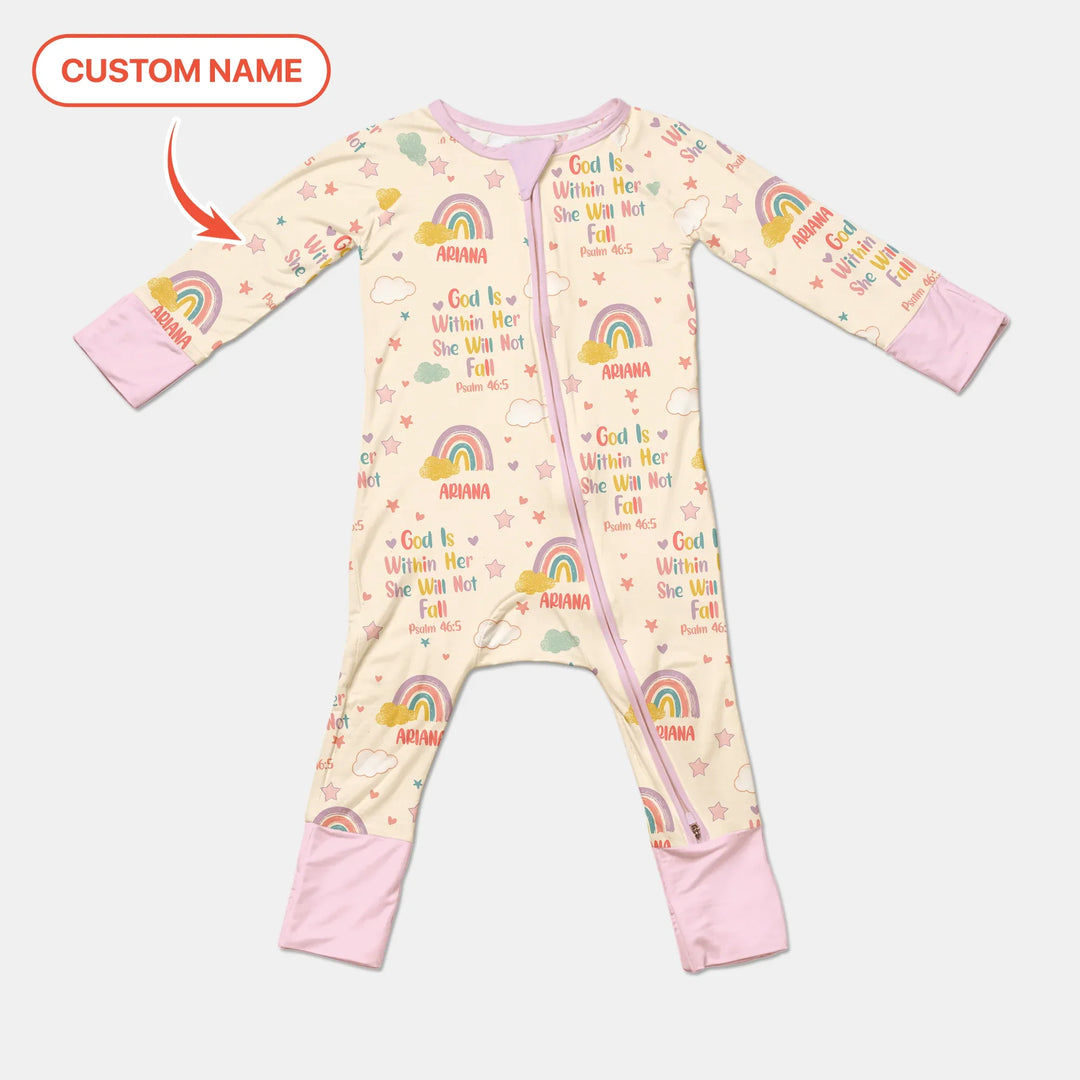 God Is Within Her She Will Not Fall Custom Name Convertible Zippy , God Is Within Her She Will Not Fall Custom Name Convertible Zippy - 0-3M