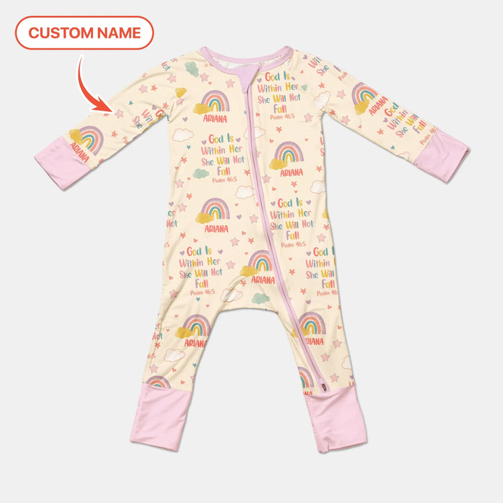 God Is Within Her She Will Not Fall Custom Name Convertible Zippy , God Is Within Her She Will Not Fall Custom Name Convertible Zippy - 0-3M