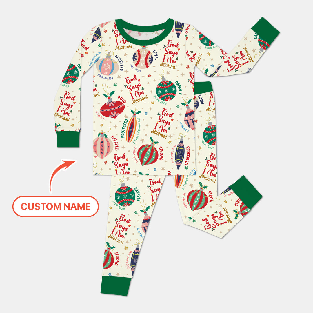 God Says I Am Joyful Christmas Two Piece Long Sleeve Pajama Set
