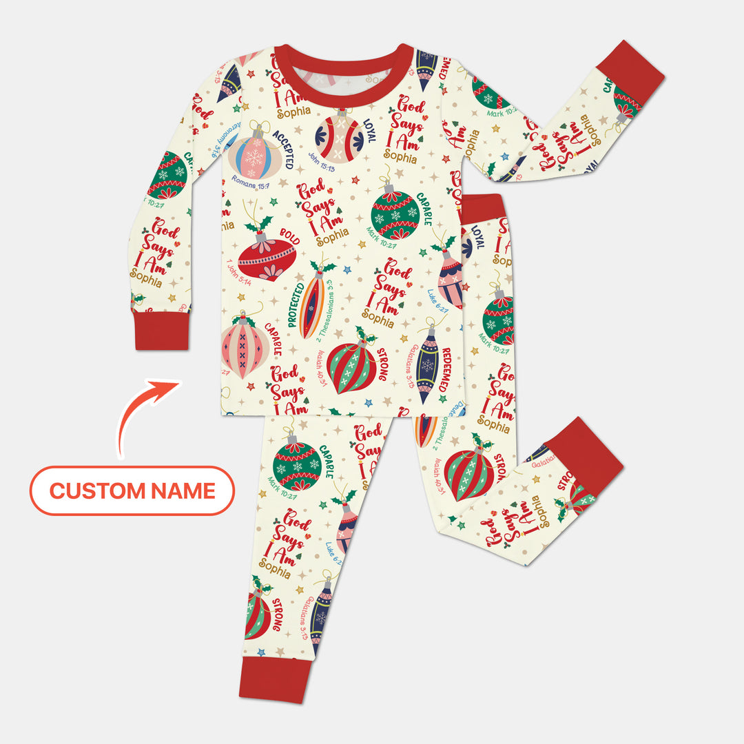 God Says I Am Joyful Christmas Two Piece Long Sleeve Pajama Set