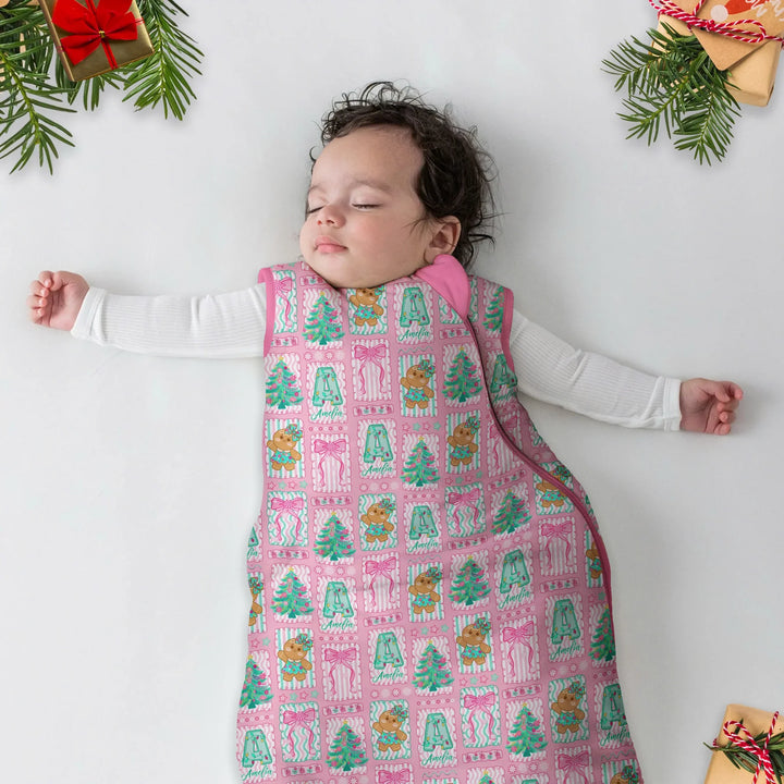 Custom Name "Merry Pink Christmas" Sleep Bag , Custom Name "Merry Pink Christmas" Sleep Bag - XS / 0.5 TOG