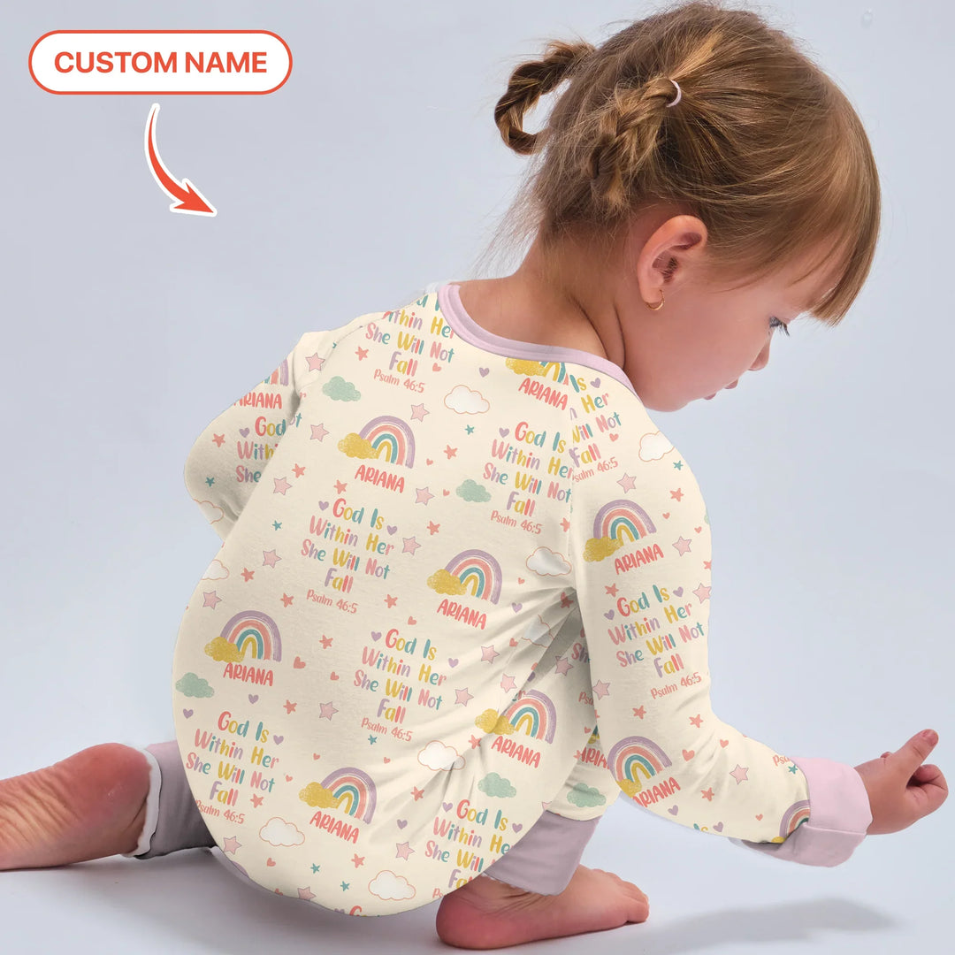 God Is Within Her She Will Not Fall Custom Name Convertible Zippy , God Is Within Her She Will Not Fall Custom Name Convertible Zippy - 0-3M