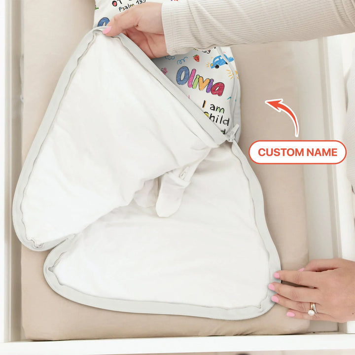 Custom Name "I am a Child of God" - Sleep Bag , Custom Name "I am a Child of God" - Sleep Bag - XS / 0.5 TOG