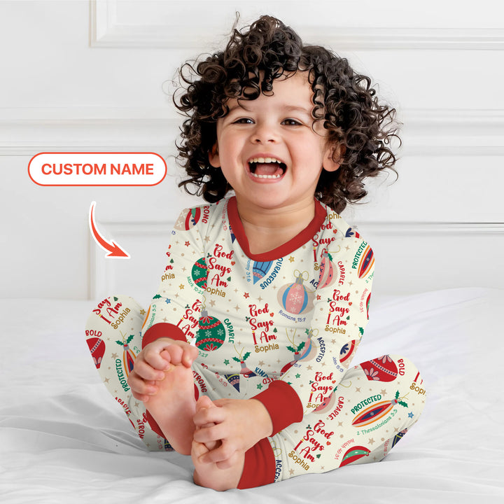 God Says I Am Joyful Christmas Two Piece Long Sleeve Pajama Set