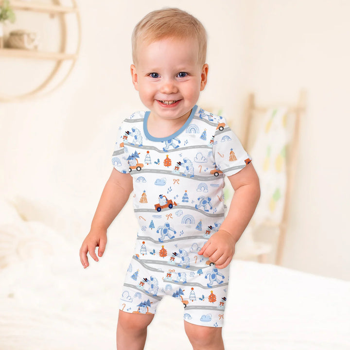 Zweiteiliges Pyjama-Set mit kurzen Ärmeln und Shorts im Sommer-Design