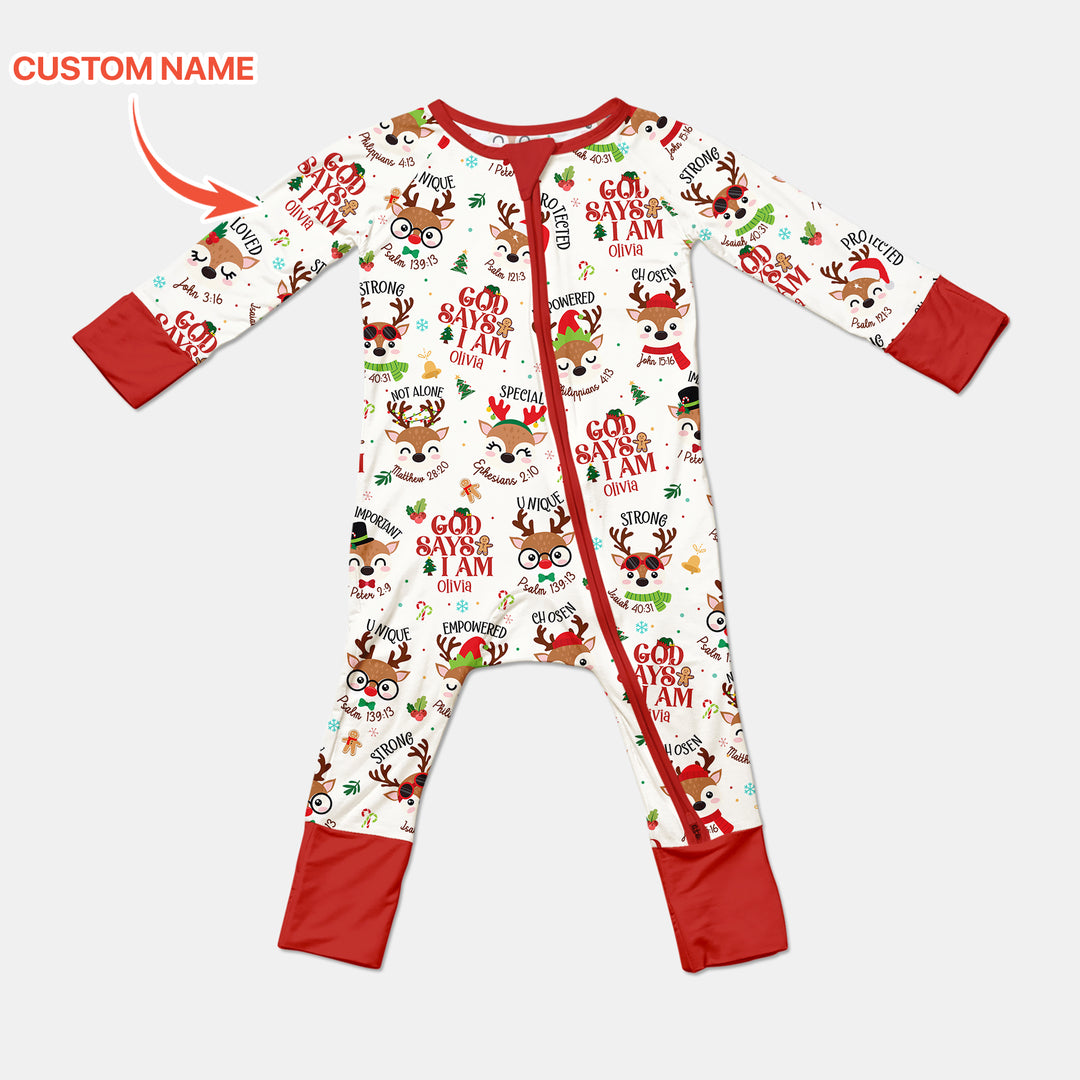 Santa’s Reindeer God Says I Am Custom Name Convertible Zippy