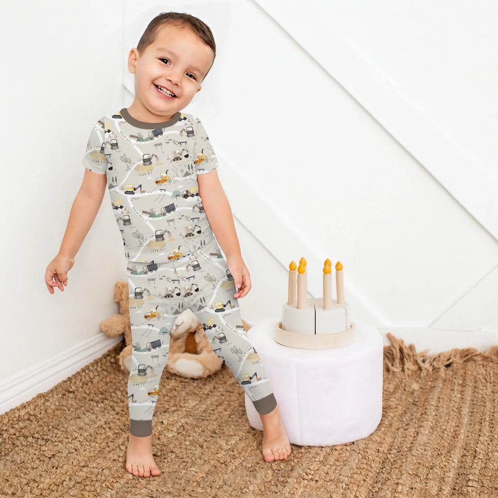 Diggers Route Map Two Piece Short Sleeve Pajama Set , Diggers Route Map Two Piece Short Sleeve Pajama Set - 12-18M