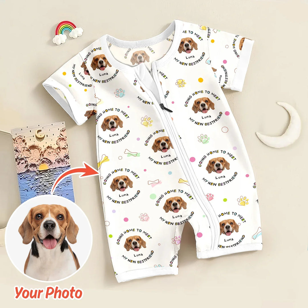 Custom Dogs Photo "Going home to meet my new best friend" Shorty Zippy , Custom Dogs Photo "Going home to meet my new best friend" Shorty Zippy - 0-3M