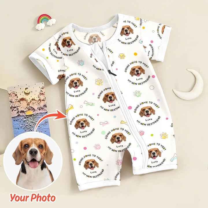 Custom Dogs Photo "Going home to meet my new best friend" Shorty Zippy , Custom Dogs Photo "Going home to meet my new best friend" Shorty Zippy - 0-3M