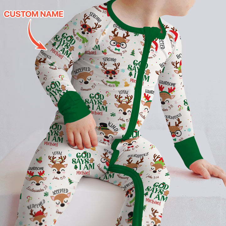 Santa’s Reindeer God Says I Am Custom Name Convertible Zippy