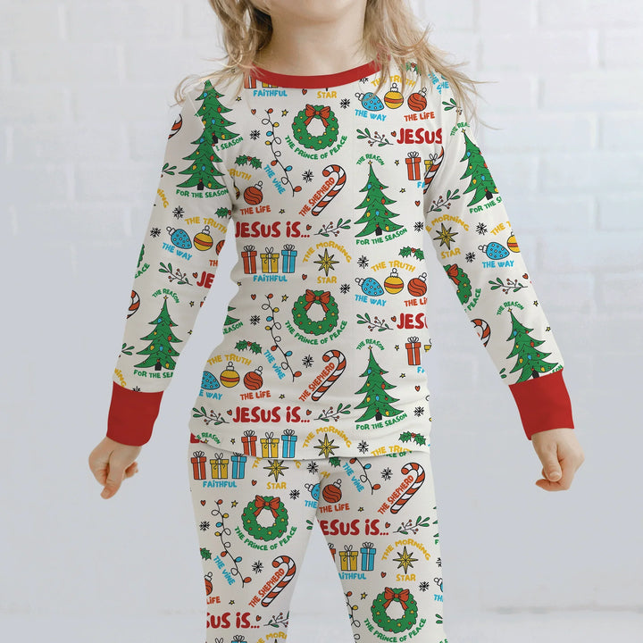 Jesus Is The Reason For The Season Two Piece Long Sleeve Pajama Set , Jesus Is The Reason For The Season Two Piece Long Sleeve Pajama Set - 12-18M
