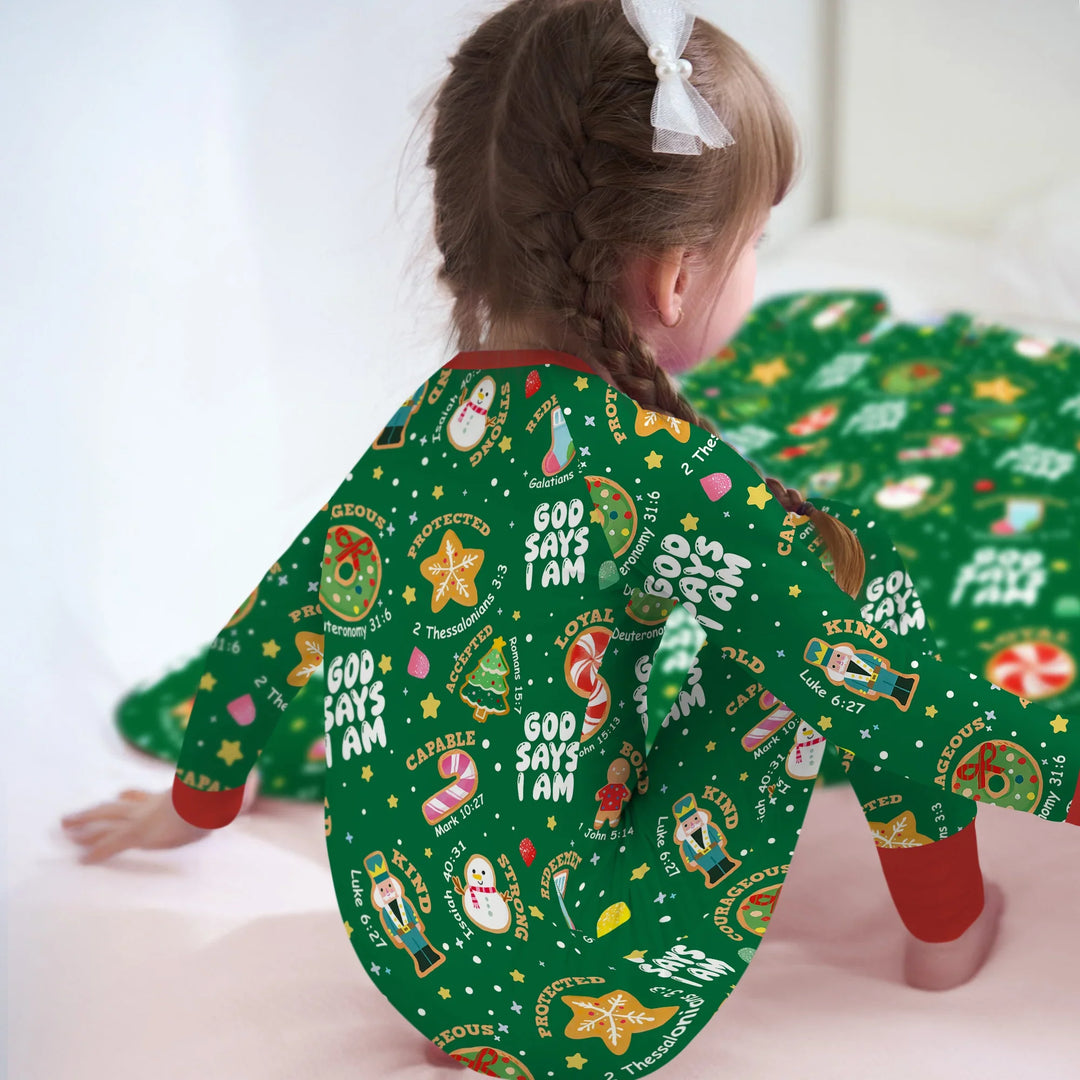 Merry Christmas God Says I Am Convertible Zippy , Merry Christmas God Says I Am Convertible Zippy - 0-3M / Green