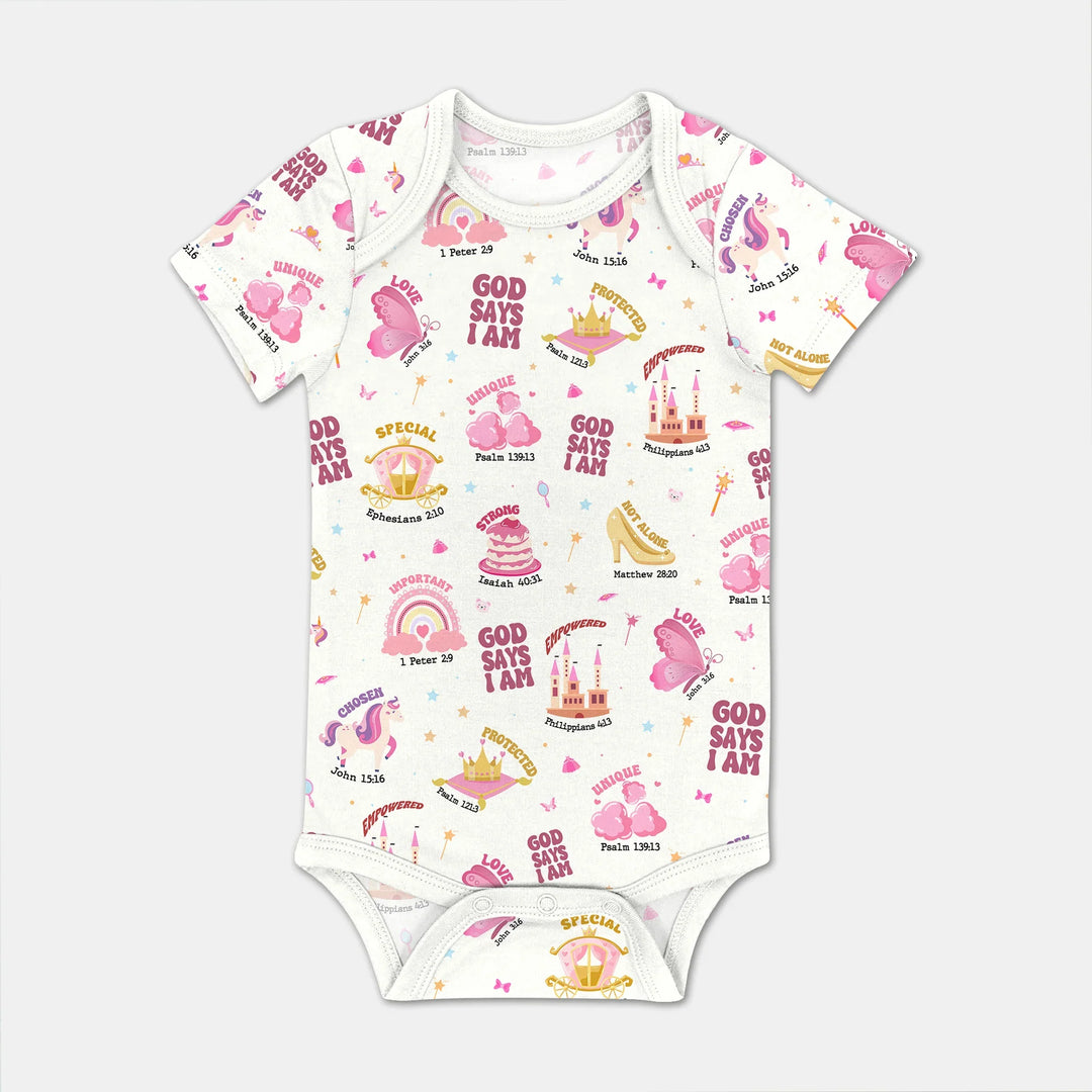 God Says I Am Girl BodySuit , God Says I Am Girl BodySuit - White / Short Sleeve / Newborn
