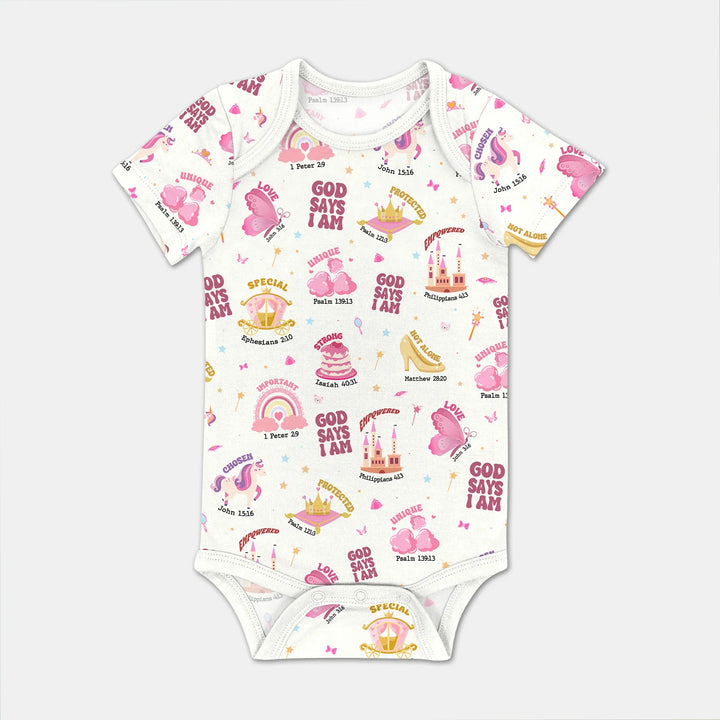 God Says I Am Girl BodySuit , God Says I Am Girl BodySuit - White / Short Sleeve / Newborn