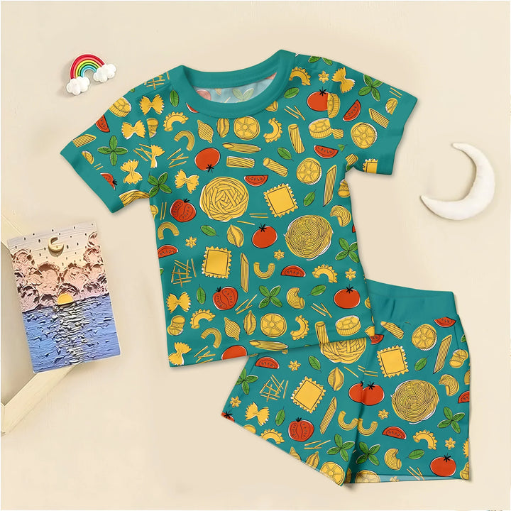 Pasta Party Two Piece Long Sleeve Pajama Set , Pasta Party Two Piece Long Sleeve Pajama Set - Long Pajama / 12-18M