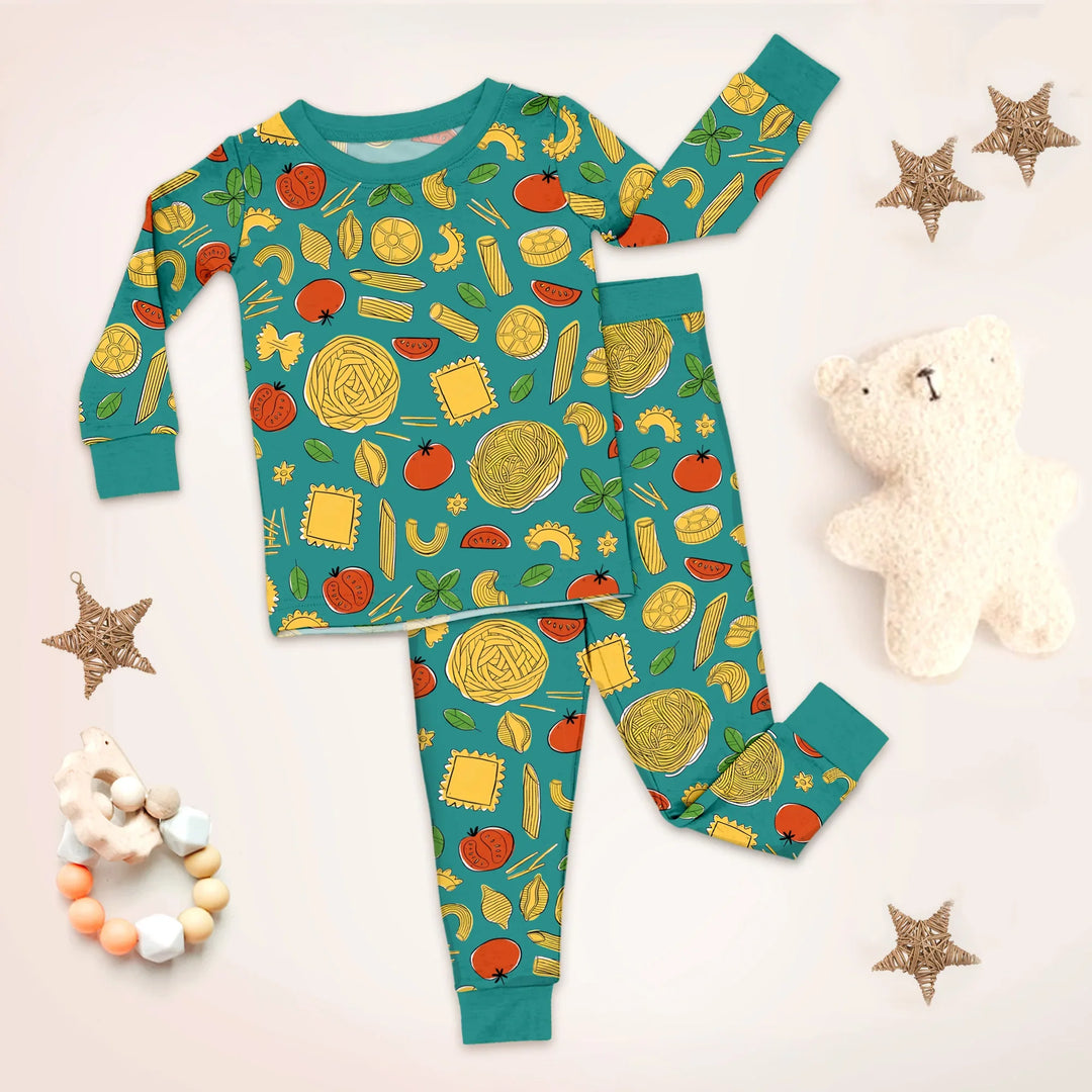 Pasta Party Two Piece Long Sleeve Pajama Set , Pasta Party Two Piece Long Sleeve Pajama Set - Long Pajama / 12-18M